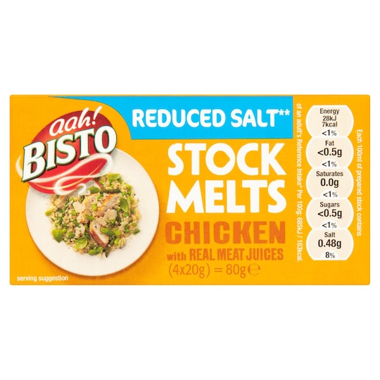 Bisto Chicken Stock Melts Reduced Salt 4 Pack 80G - Tesco Groceries
