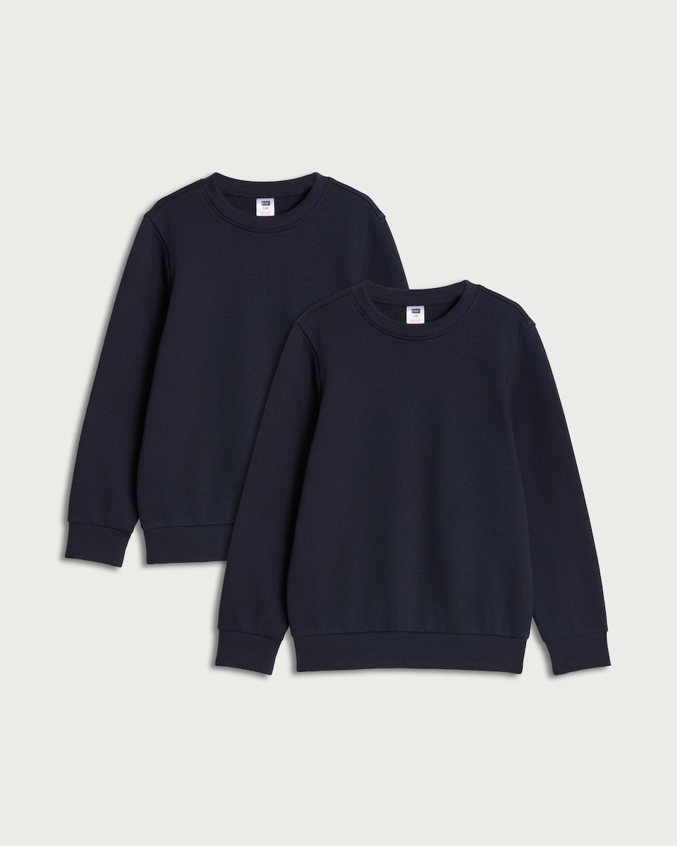 image 1 of F&F School Unisex 2-Pack Cotton Rich Sweatshirts in Navy
