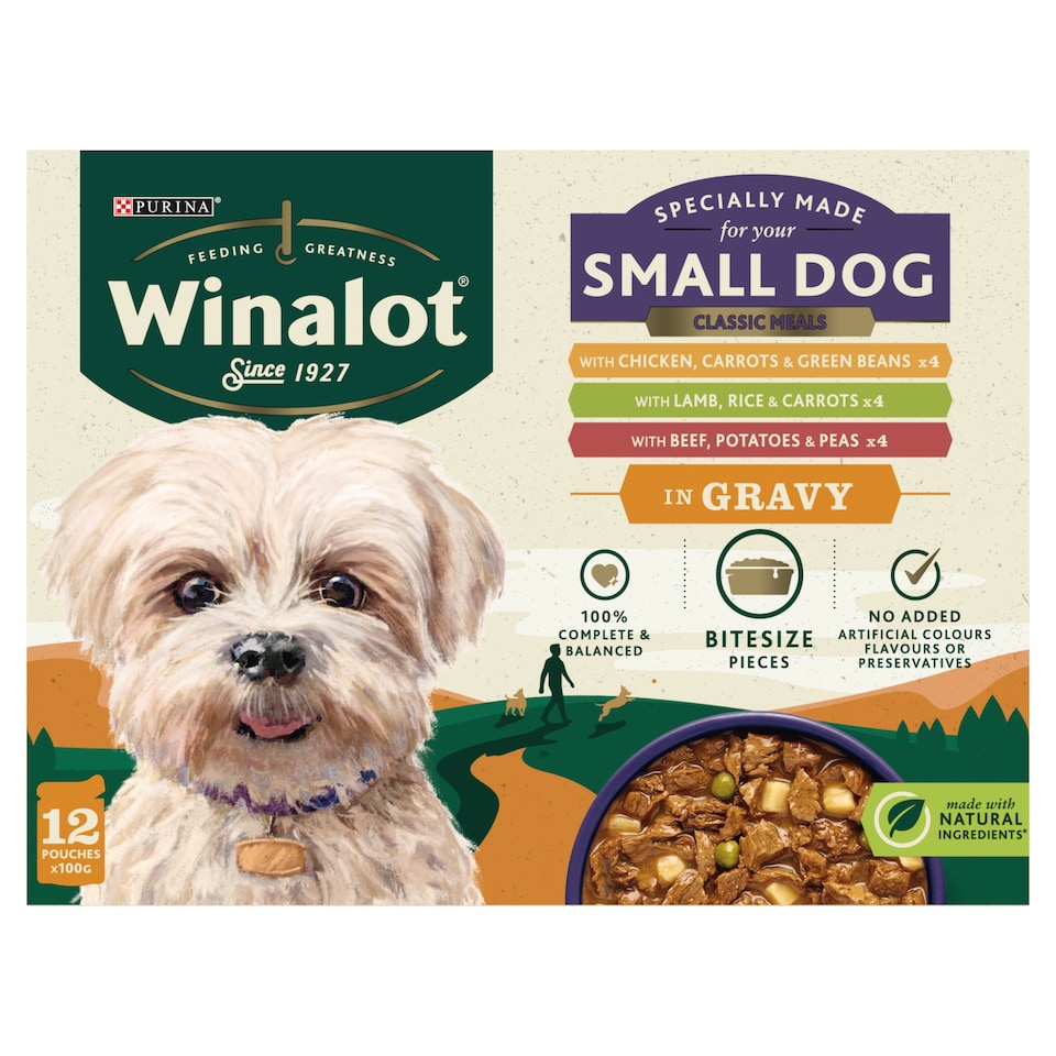 image 1 of WINALOT Meaty Chunks Small Dog Mixed in Gravy Wet Dog Food 12x100g