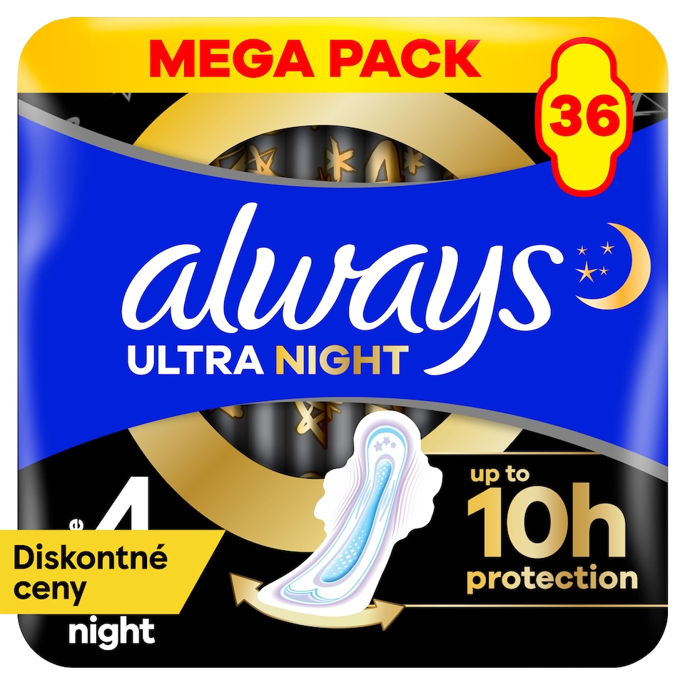 obrázok 1 z Always Ultra Hygienické Vložky Secure Night (veľkosť 4) S Krídelkami 36Ks