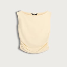 F&F Polyamide Cowl Neck Ruched Sleeveless Top in Yellow