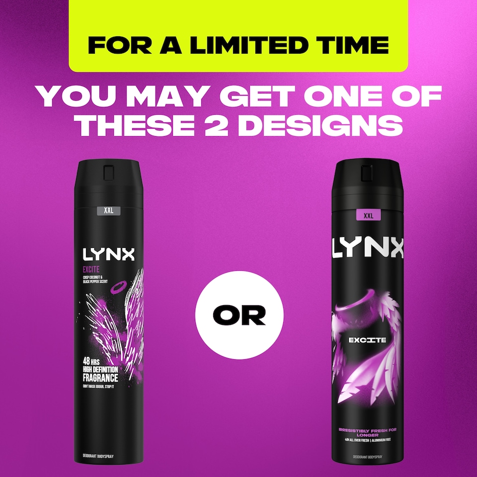 image 1 of Lynx Excite 48h Deodorant Bodyspray for Men 250ml