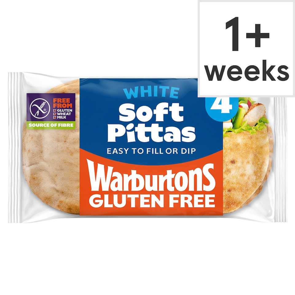 Warburtons Gluten Free Soft White Pitta Breads 4 Pack