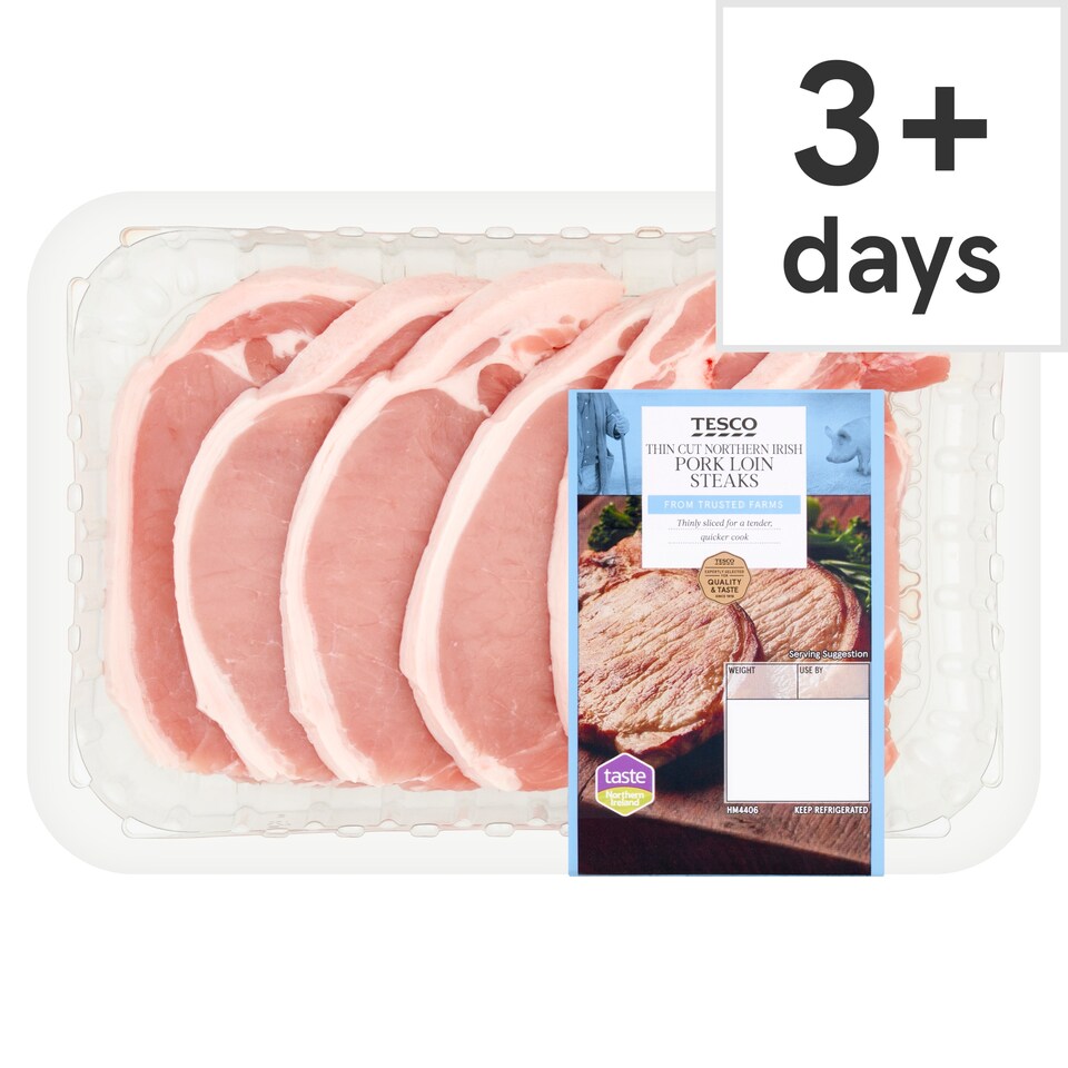 Tesco Thin Cut Northern Irish Pork Loin Steaks 600g