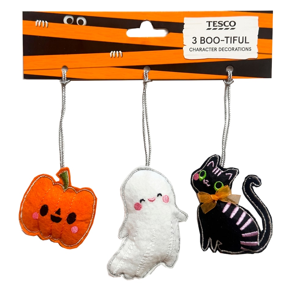 Tesco Halloween Embroidered Character Decorations 3 Pack