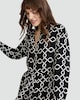 image 2 of F&F Chain Print Belted Midi Shirt Dress in Multi Black White