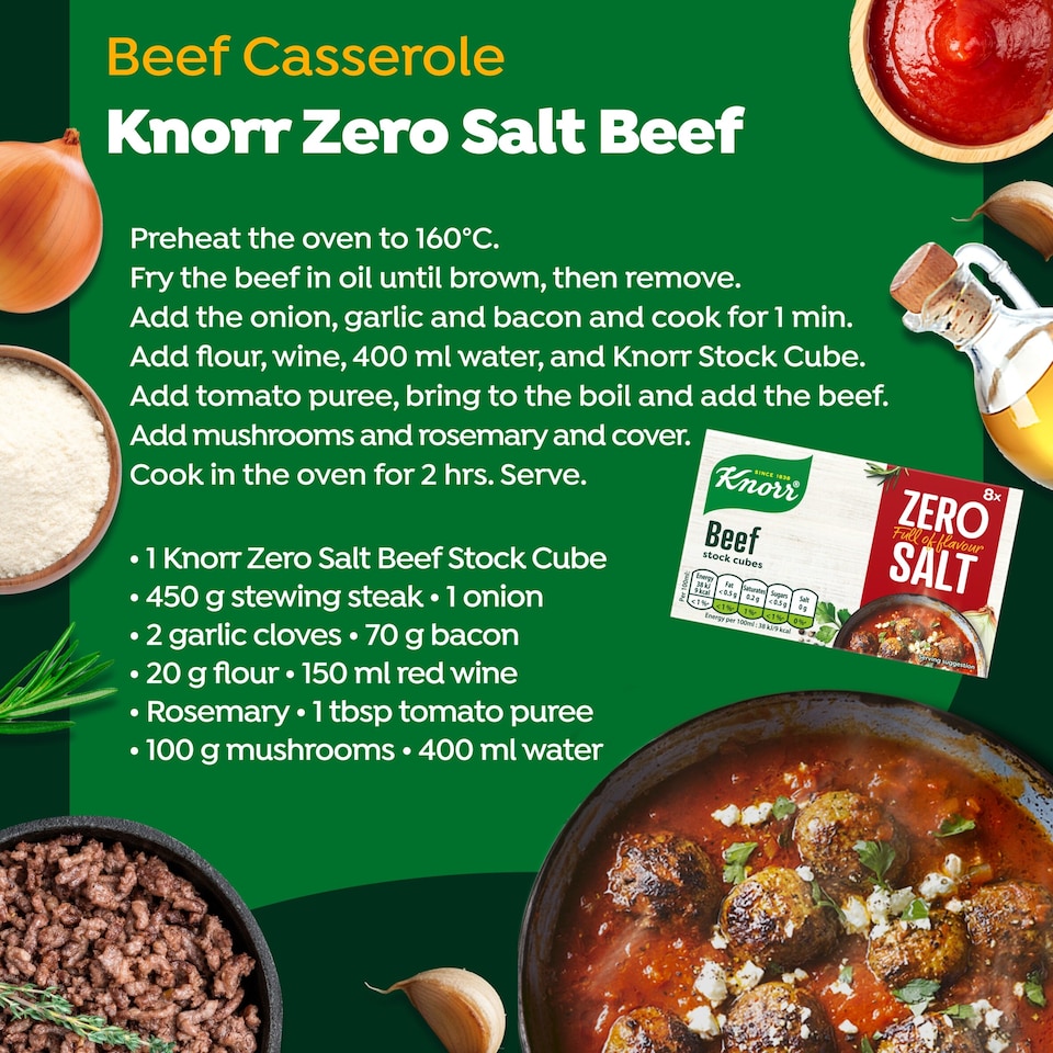 image 1 of Knorr Zero Salt Beef Stock cubes 8x9g
