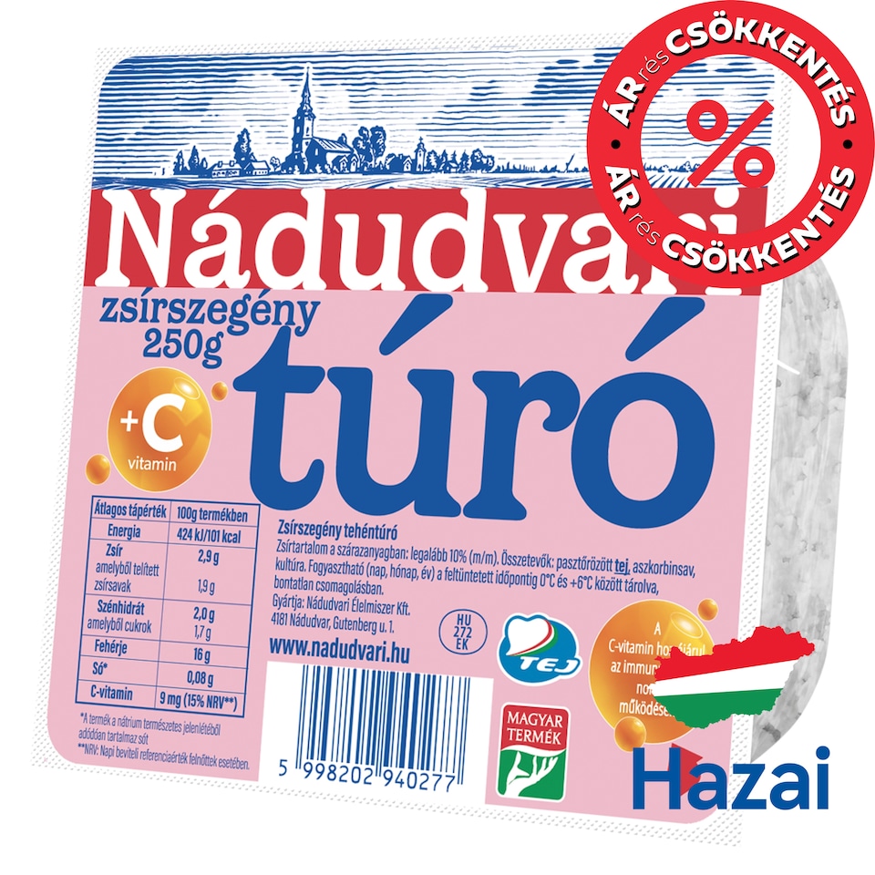 Nádudvari zsírszegény túró 250 g