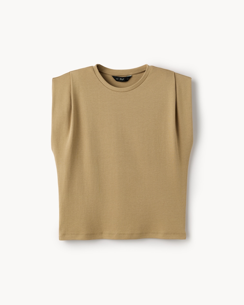 image 1 of F&F Pure Cotton Pintuck T-Shirt in Med Nude