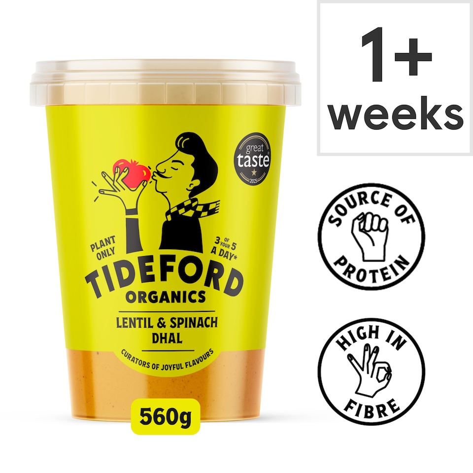 image 1 of Tideford Organics Indian Lentil & Spinach Dhal 560g