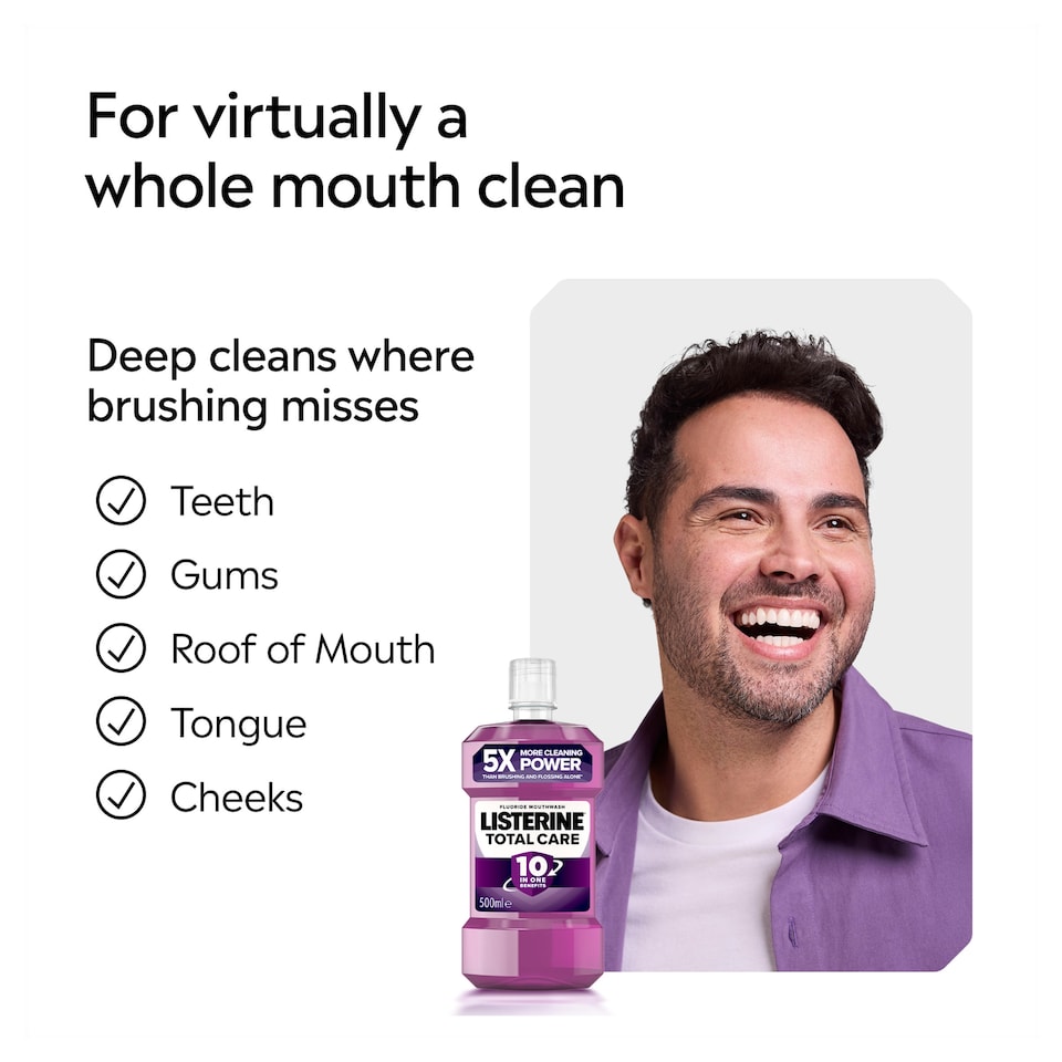 image 1 of Listerine Total Care 10-in-1 Benefit Clean Mint Mouthwash 500ml