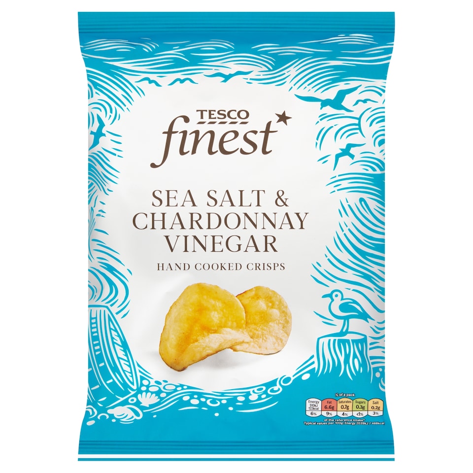 Tesco Finest Hand Cooked Crisps - Sea Salt & Chardonnay Vinegar 150g