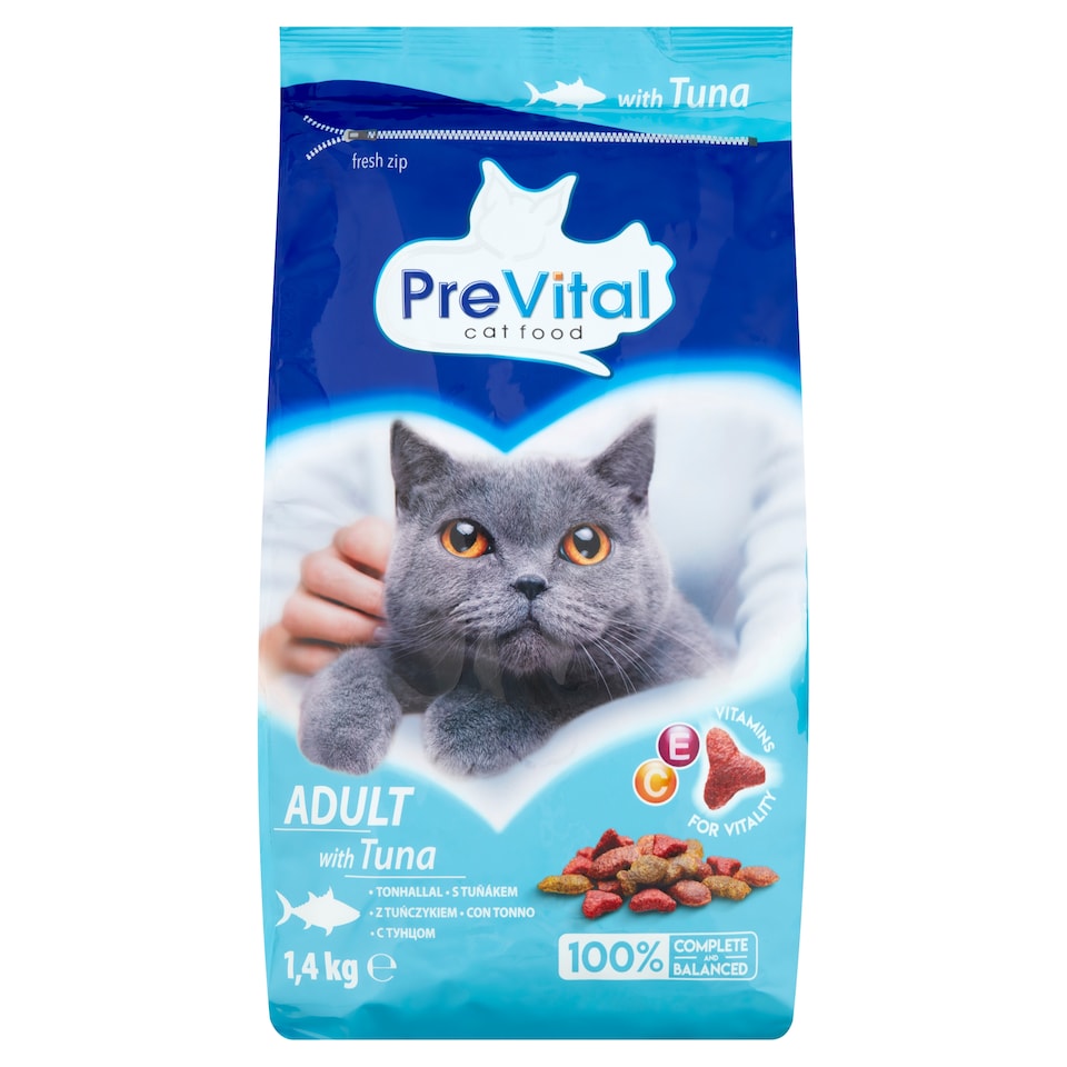 PreVital száraz macskaeledel, macskatáp felnőtt macskáknak tonhallal 1,4 kg  1. kép