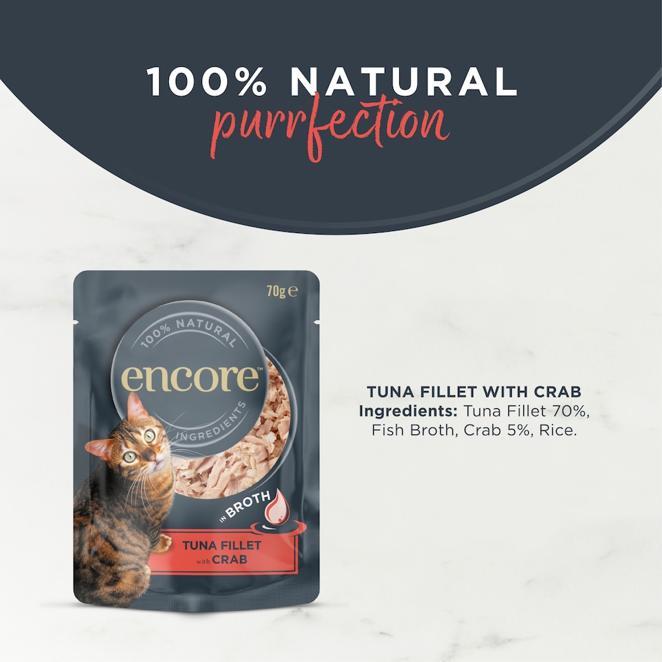 image 1 of Encore Tuna Fillet with Crab in Broth Cat Food 70g