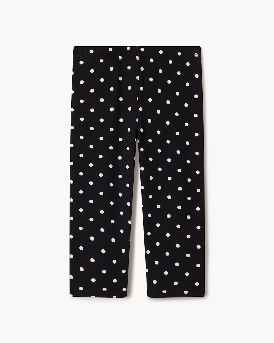 image 1 of F&F Girls Cotton Rich Polka Dot Leggings in Black
