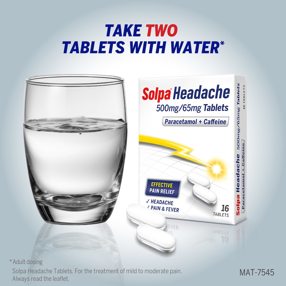 image 1 of Solpa Headache 500mg /65mg Tablets Paracetamol + Caffeine 16 Tablets