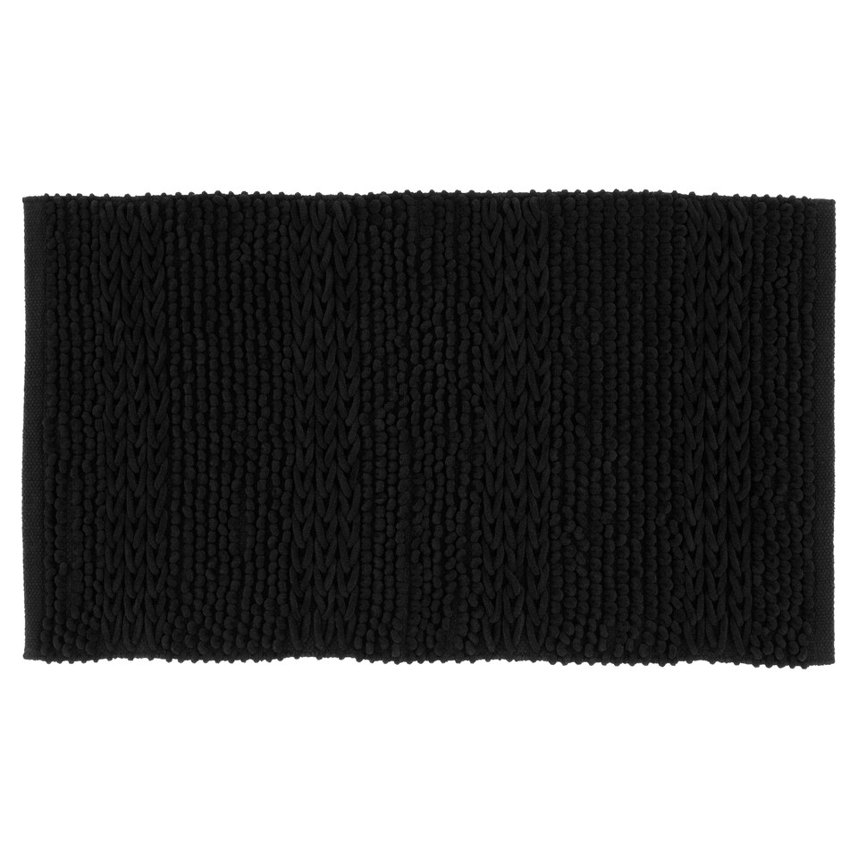 Tesco Black Chenille Loop Bath Mat