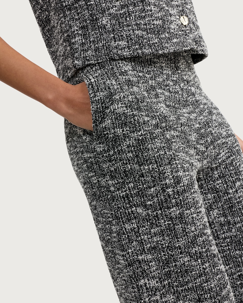 image 1 of The F&F Edit Textured Wide Leg Co-ord Trousers in Multi Black White