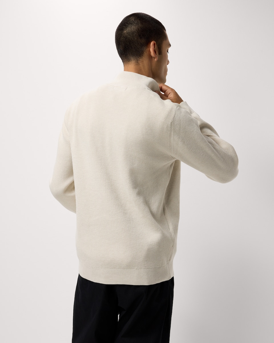 image 1 of F&F Ribbed Half Zip Jumper in Ecru