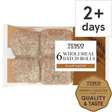 Tesco Wholemeal Batch Rolls 6 Pack