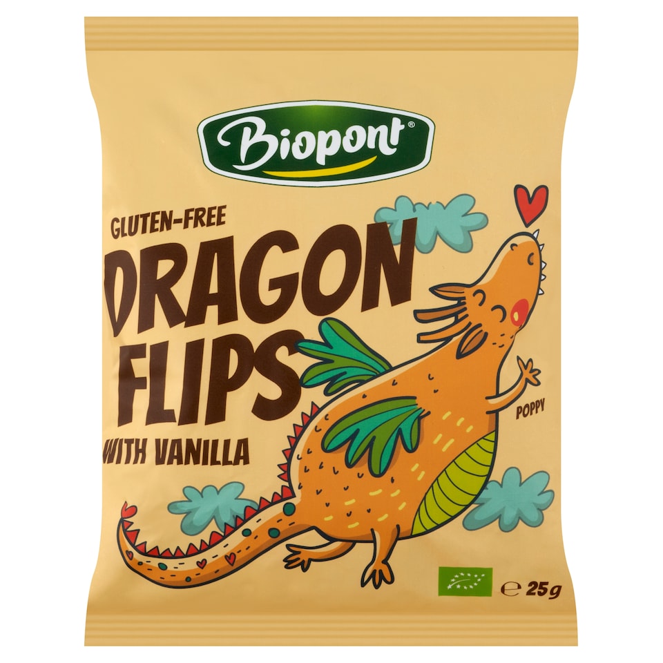 Biopont Dragon Flips Bio gluténmentes kukorica snack valódi vaníliával 25 g 1. kép