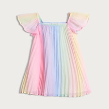 F&F Girls Rainbow Pleated Dress in Multi