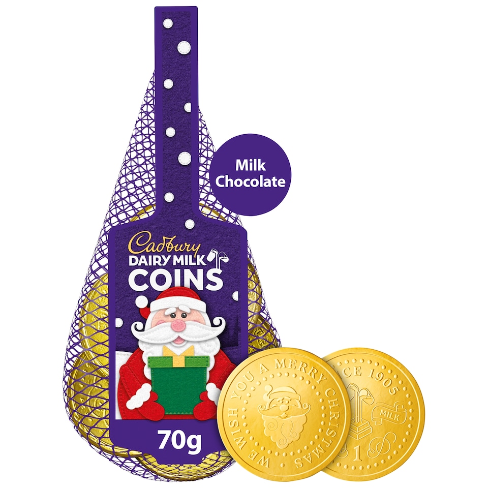 image 1 of Cadbury Dairy Milk Chocolate Xmas Coins Bag 70g