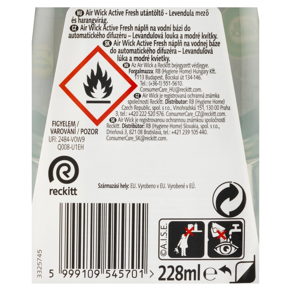 Obrázek 1 pro produkt Air Wick Active Fresh Náplň na vodní bázi do automatického difuzéru levandulová louka a kvítky 228ml