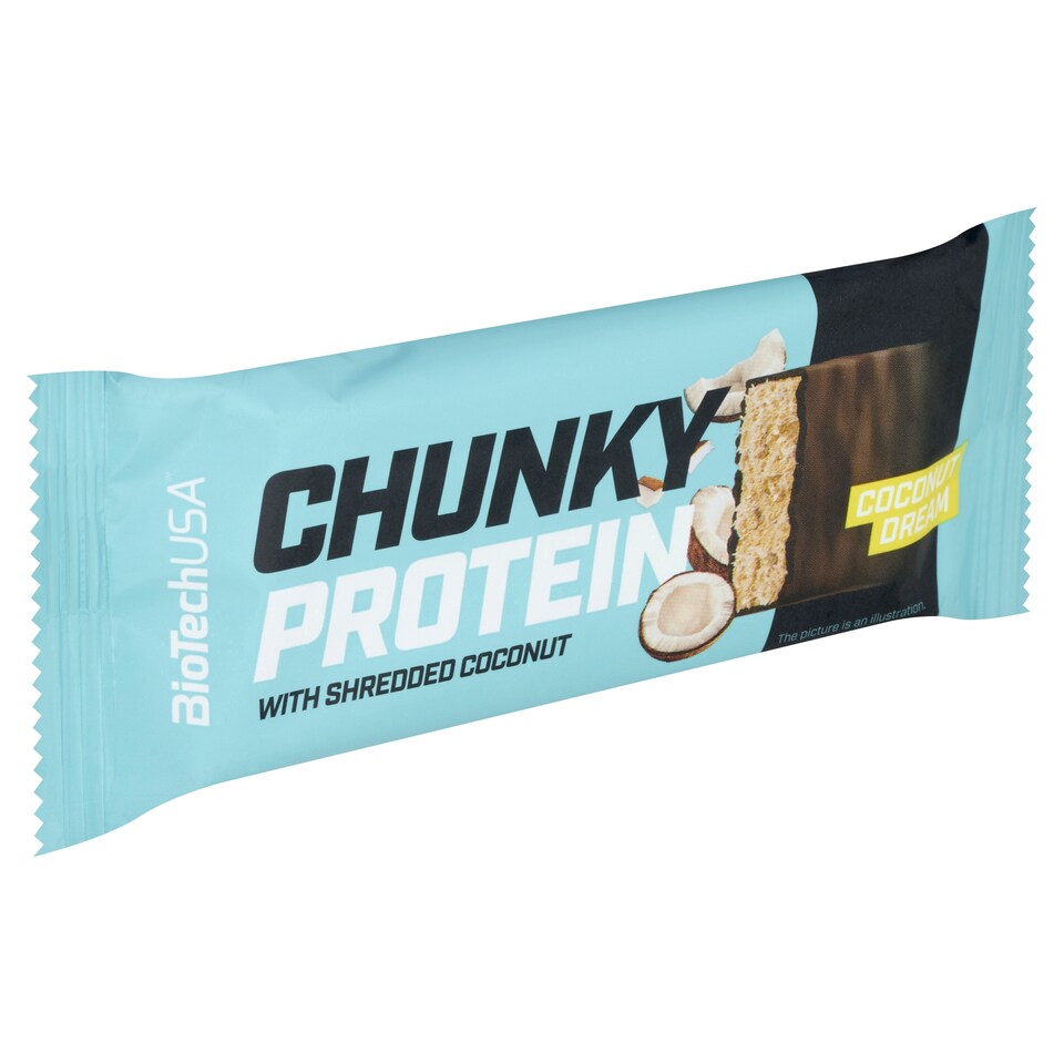 Obrázek 1 pro produkt BioTechUSA Chunky Protein kokosová proteinová tyčinka s polevou s kokosovými hoblinami 50g