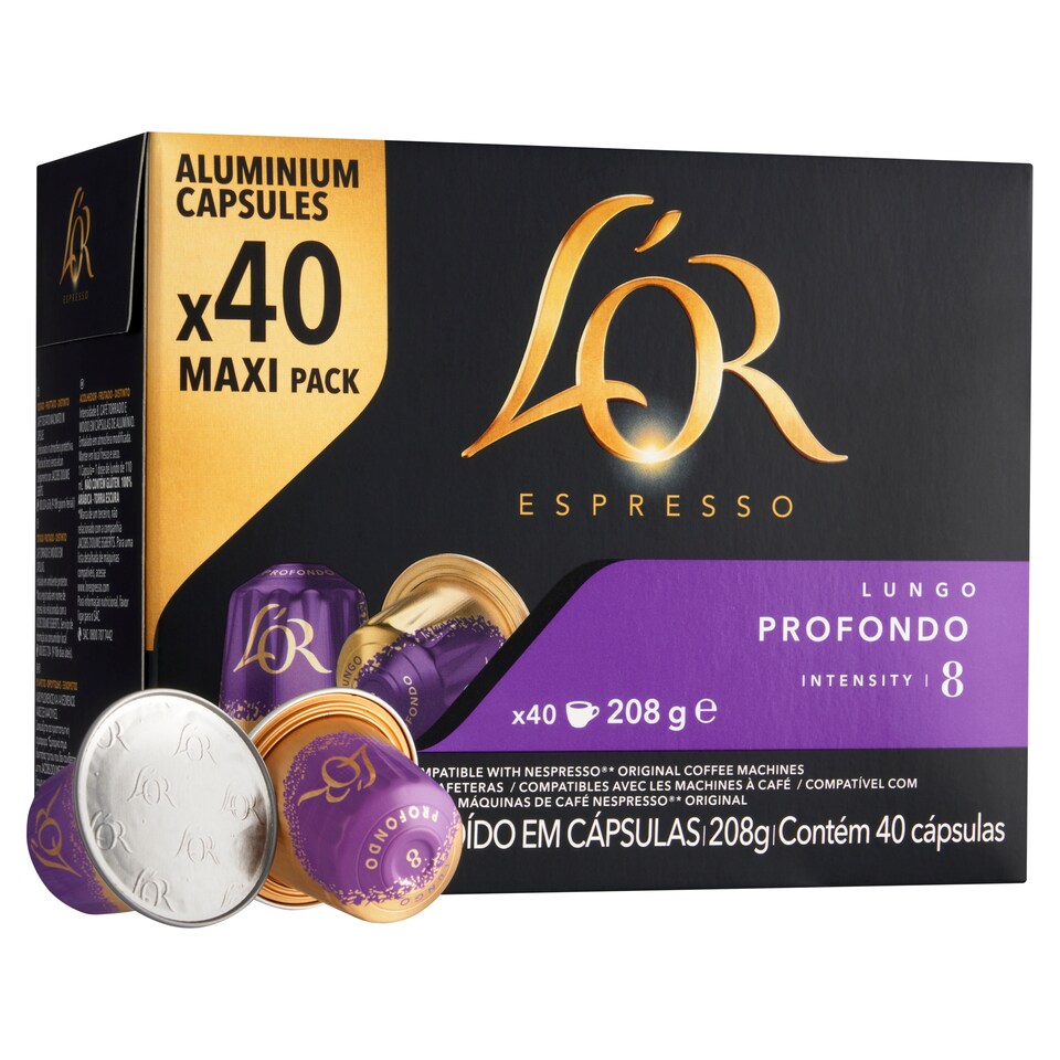 obrázok 1 z L'OR Espresso Lungo Profondo pražená mletá káva 40 kapsúl 208 g