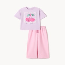 F&F Girls 2-Piece Gingham Cherry Set in Multi Pink
