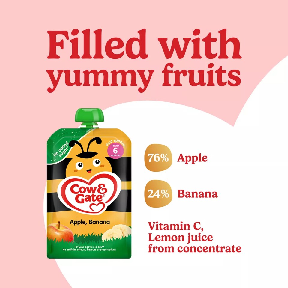 image 1 of Cow & Gate Pouches Apple Banana 100g