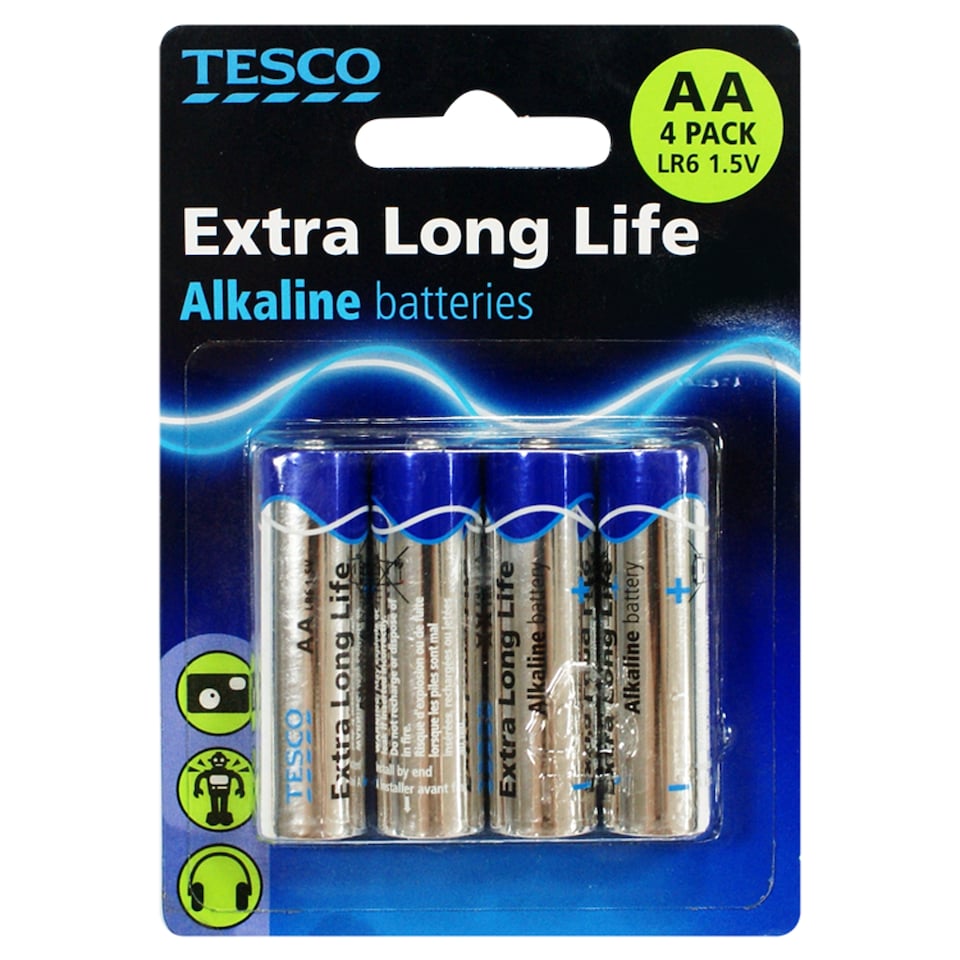 Tesco Extra Long Life AA 4 Pack