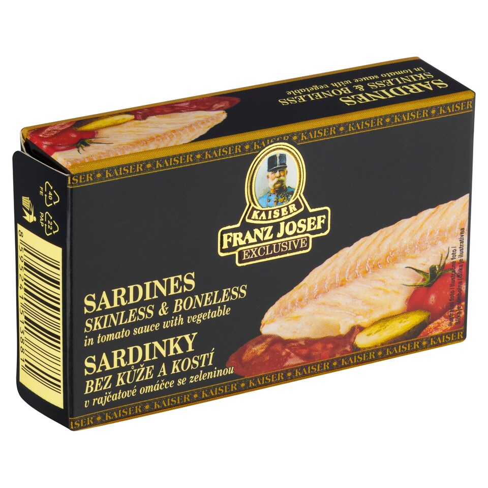 Franz Josef Kaiser Exclusive Sardinky filety bez kůže a kostí v rajčatové omáčce se zeleninou 90g