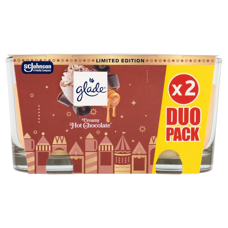 Obrázek 1 pro produkt Glade Creamy Hot Chocolate parfémovaná svíčka 2 x 112g (224g)