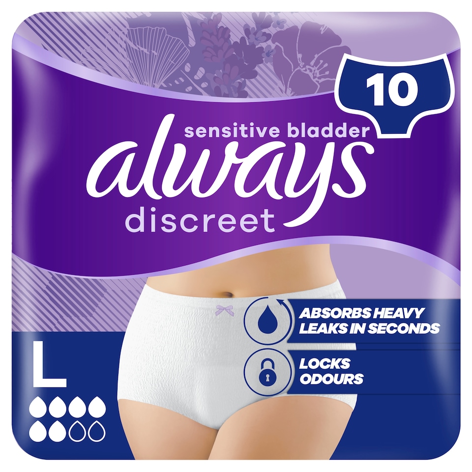 image 1 of Always Discreet Incontinence Pants Normal Large 10 Pack