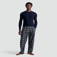 F&F Long Sleeved Top and Check Print Fleece Bottoms Pyjamas in Multi