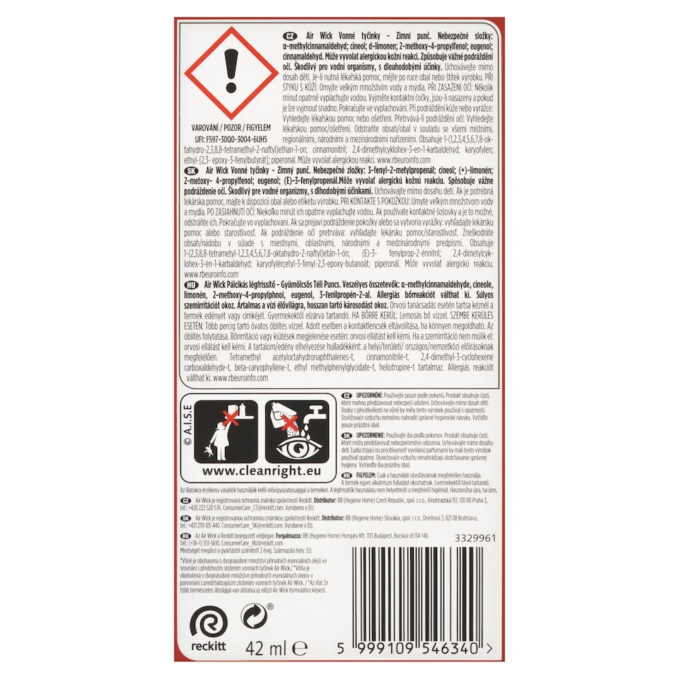 Obrázek 1 pro produkt Air Wick Vonné tyčinky zimní punč 42ml