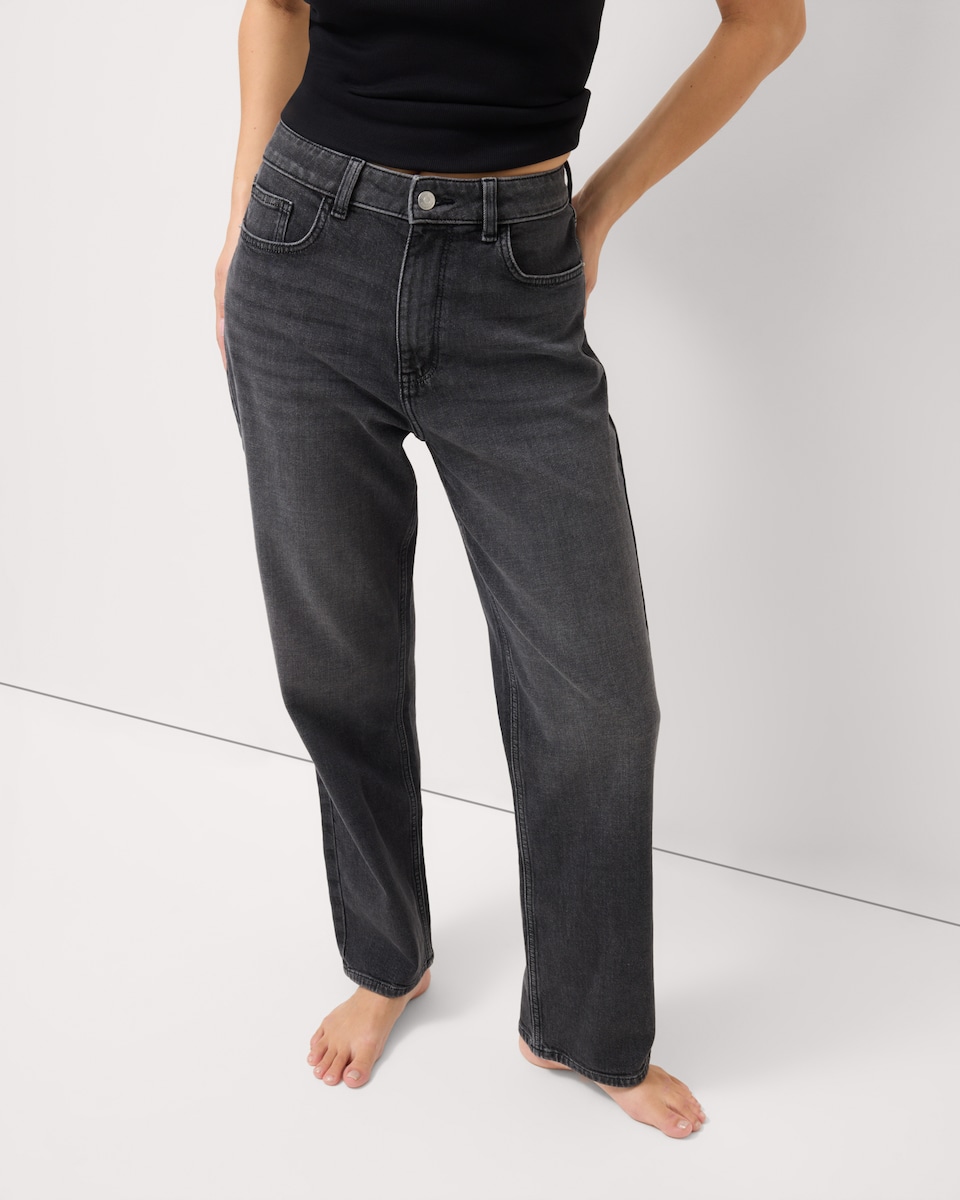 image 1 of F&F High Rise Straight Leg Jeans in Grey