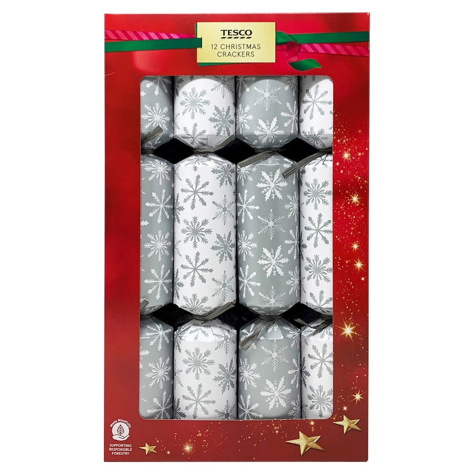 image 1 of Tesco Snowflake Cube Christmas Crackers 12 pack
