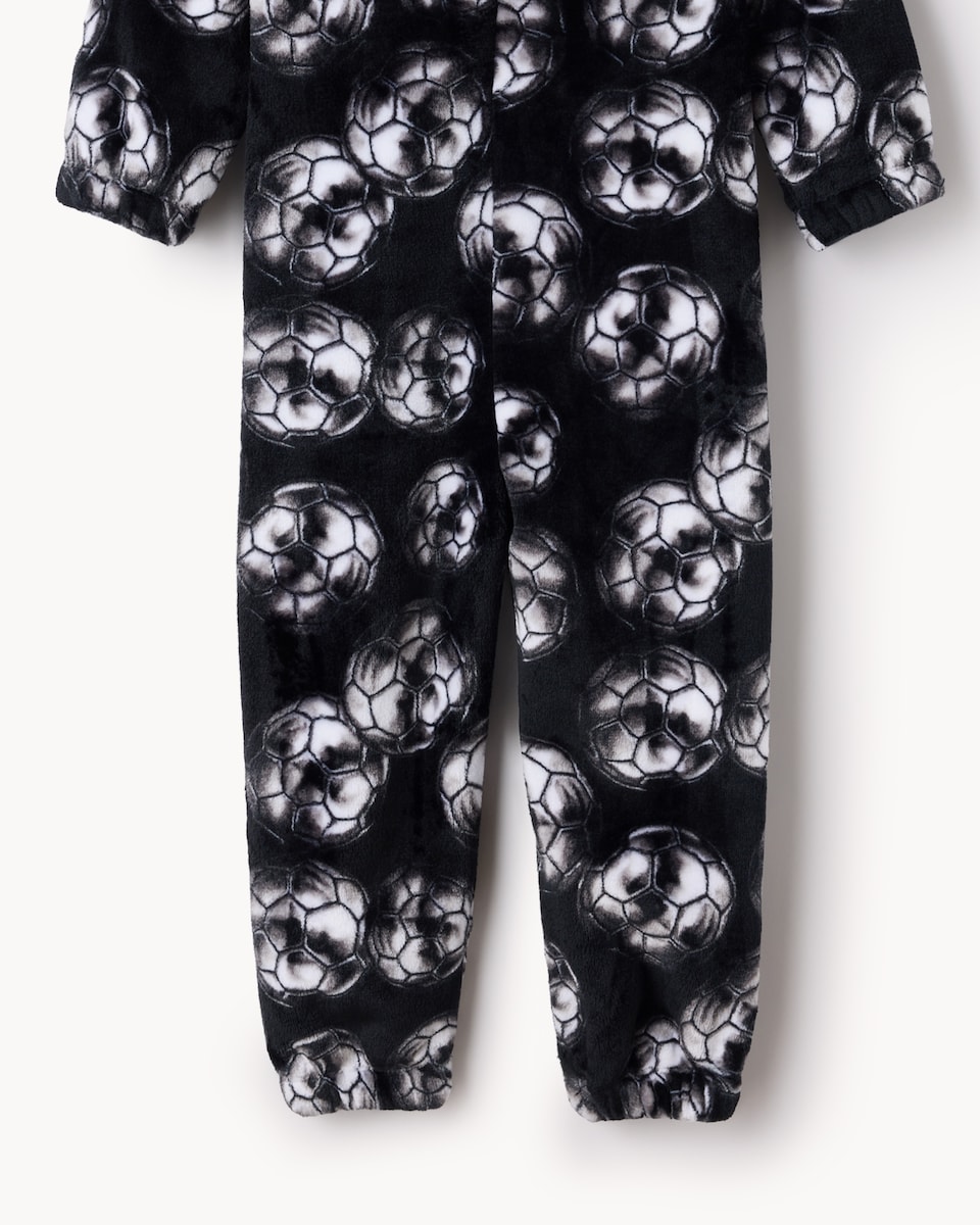 image 1 of F&F Boys Fleece Football Onesie in Black