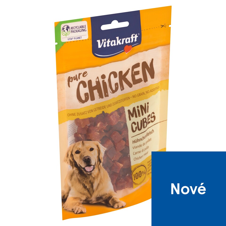 Vitakraft Pure Chicken Mini Cubes doplňkové krmivo pro psy 80g