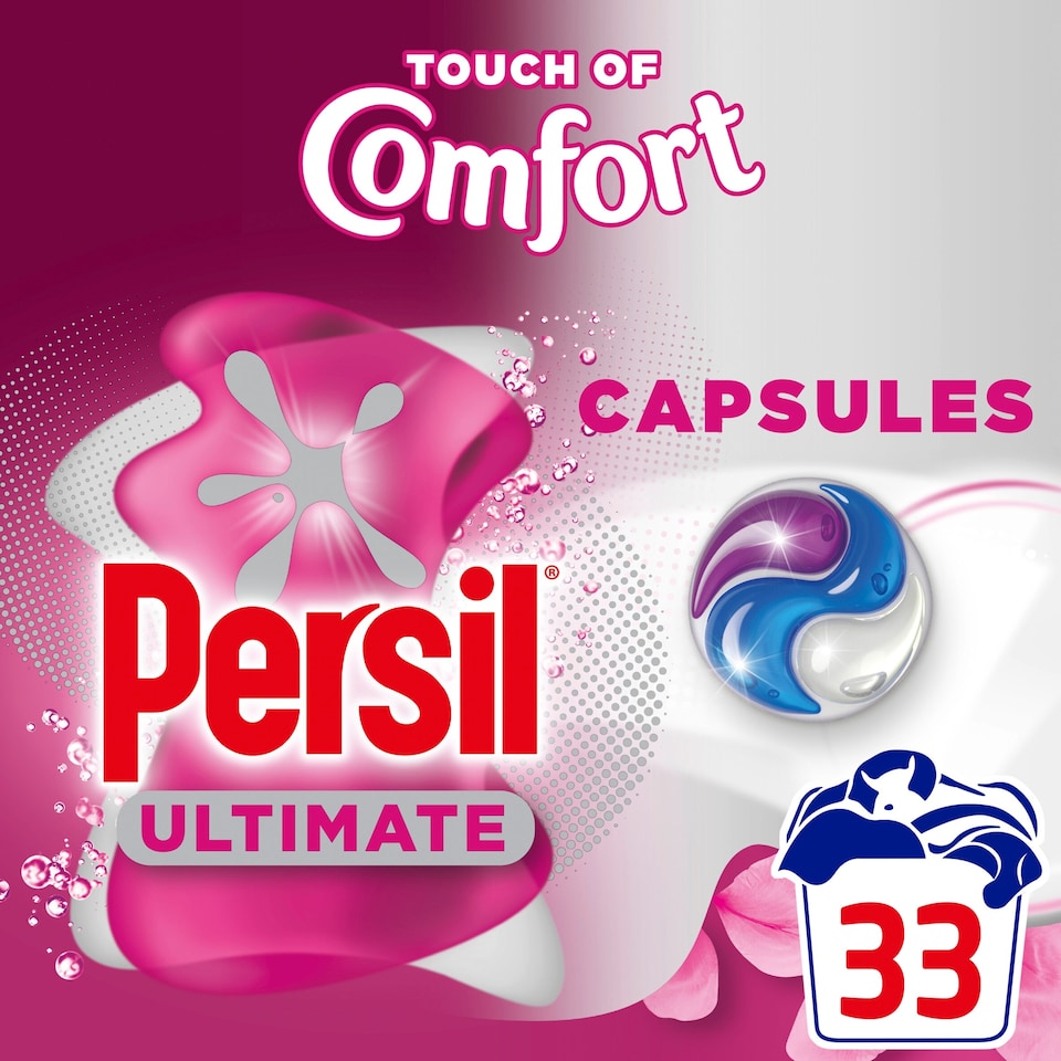image 1 of Persil Ultimate Touch of Comfort Laundry Washing Detergent Capsules 33 Washes 696g