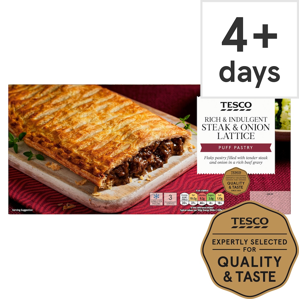 Tesco Steak & Onion Lattice Bar 500G
