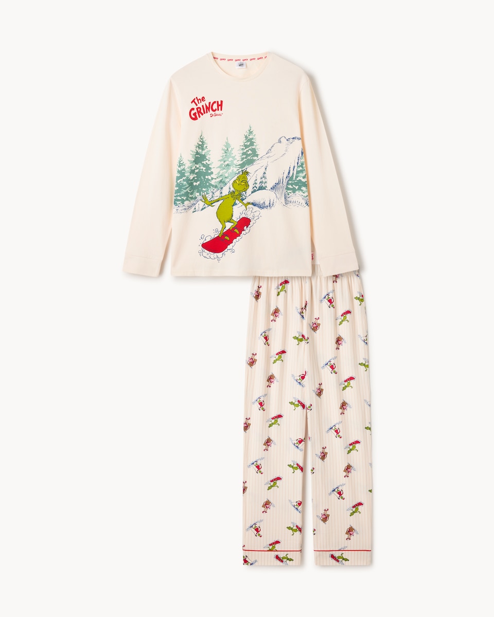 image 1 of The Grinch Pure Cotton Matching Family Pyjama Set in Cream