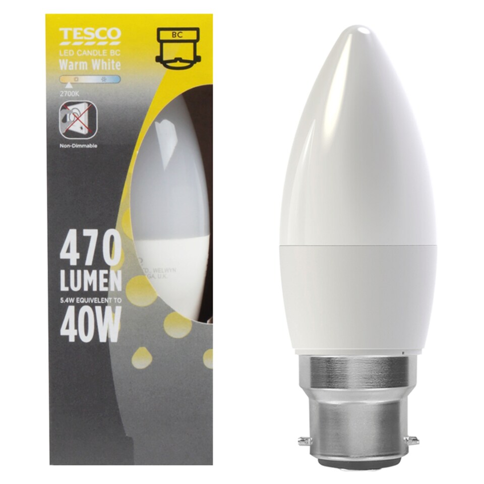 image 1 of Tesco Led Candle 40W Bayonet Cap