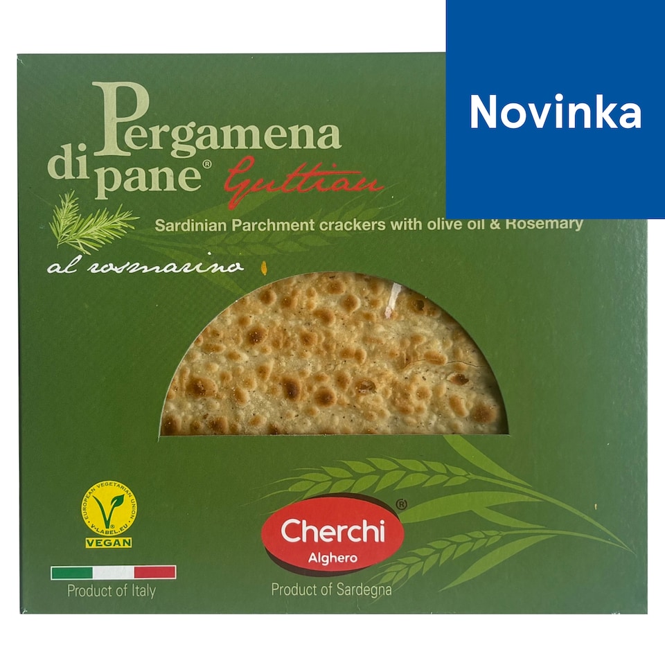 obrázok 1 z Cherchi Alghero Pergamena di Pane sardínske tenké krekery s olivovým olejom a rozmarínom 100 g