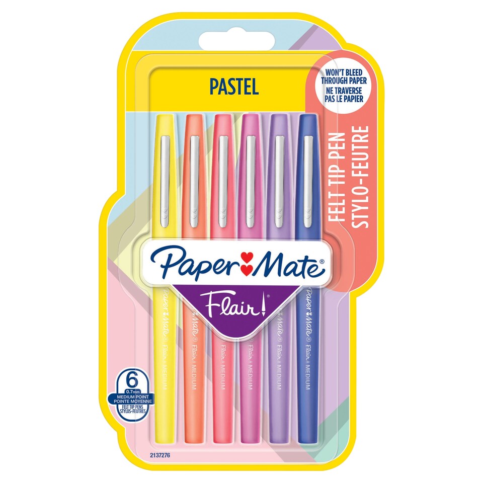 image 1 of Papermate Flair Pastel Felt Pens 6 Pack