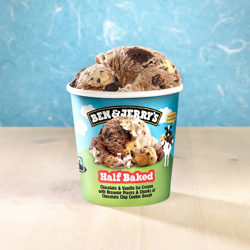 image 1 of Ben & Jerry's Half Baked Chocolate & Vanilla Ice Cream Tub 465ml