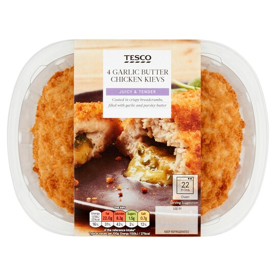 Tesco 4 Breaded Garlic Chicken Kievs 520G Tesco Groceries